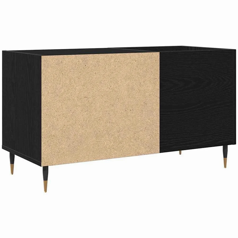 Armadietto per vinili, effetto rovere, 85 x 38 x 48 cm, in legno con 3 ripiani, porta con cerniere, stabile rack HiFi per soggiorno, ufficio e home theatre