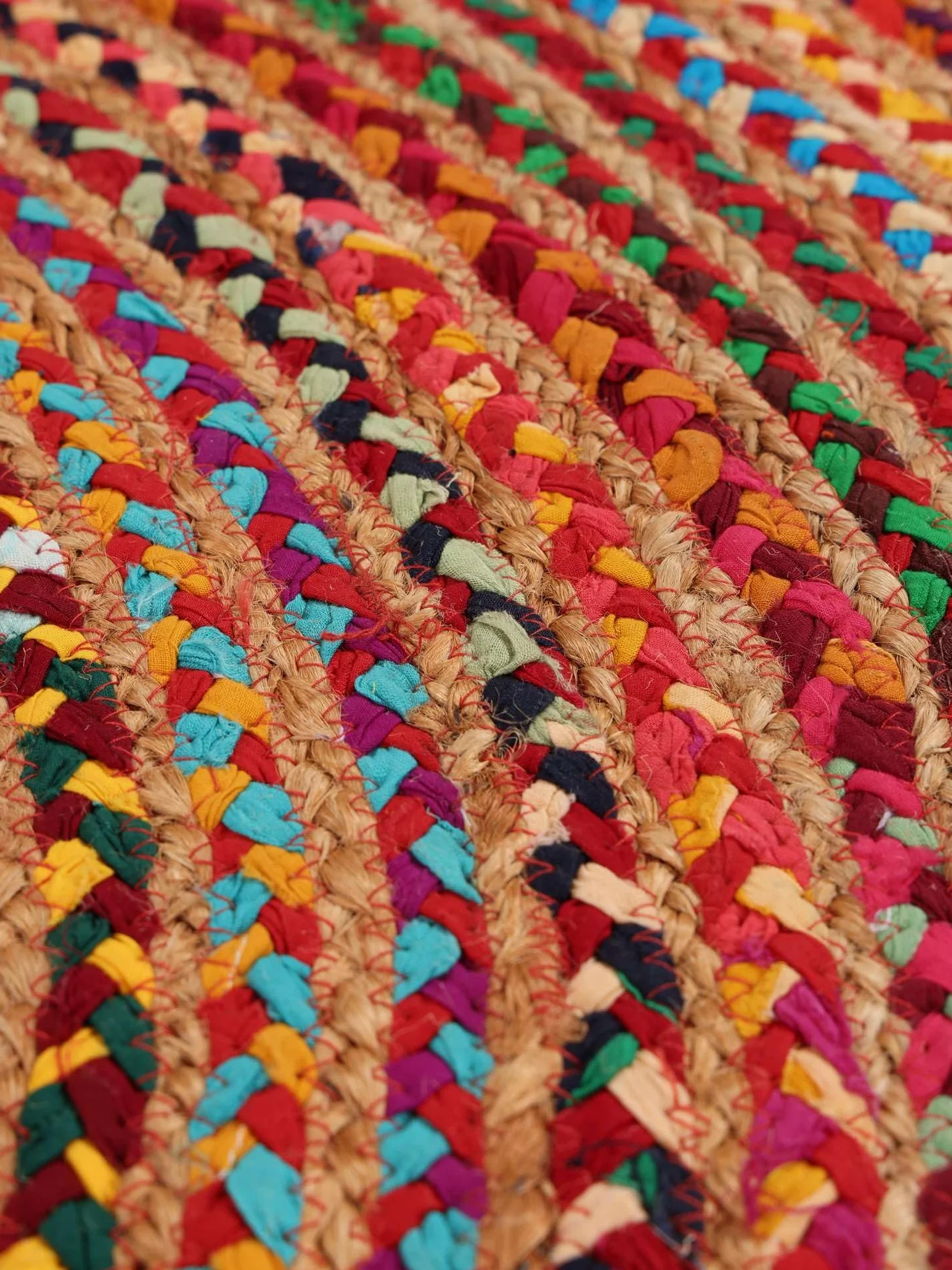 RugVista Solana Dot Jute, Tappeto, Kilim Modern, Ø 150 cm, Rotonda, Pelo medio, Lavabile solo a secco, Certificato Care & Fair, Beige/Multi