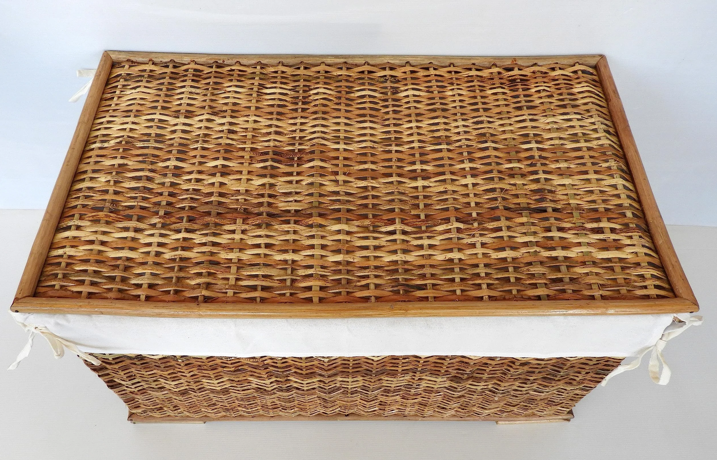 cesto vimini baule porta biancheria rattan portbiancheria fodera cotone cm 70x38x40 H