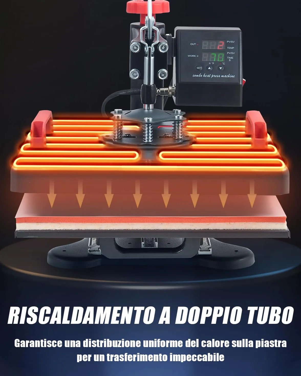 CREWORKS 38x38cm Pressa a Caldo 8 in 1 Macchina per Sublimazione Digitale Oscillante 360 Gradi Termopressa