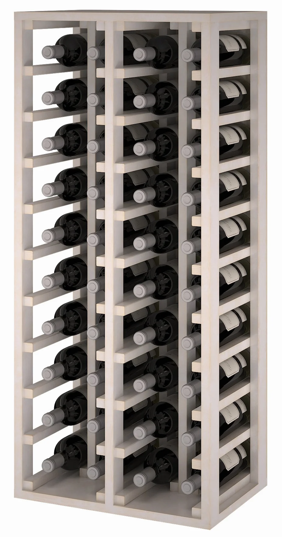 Portabottiglie, 4 Moduli, capacità 40 Bottiglie, Legno, Bianco, 105 x 44 x 32 cm