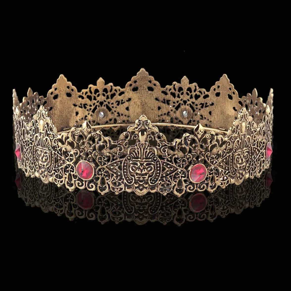 King Men Gold Tiara Corona Imperiale Medievale Cristallo Matrimonio Halloween