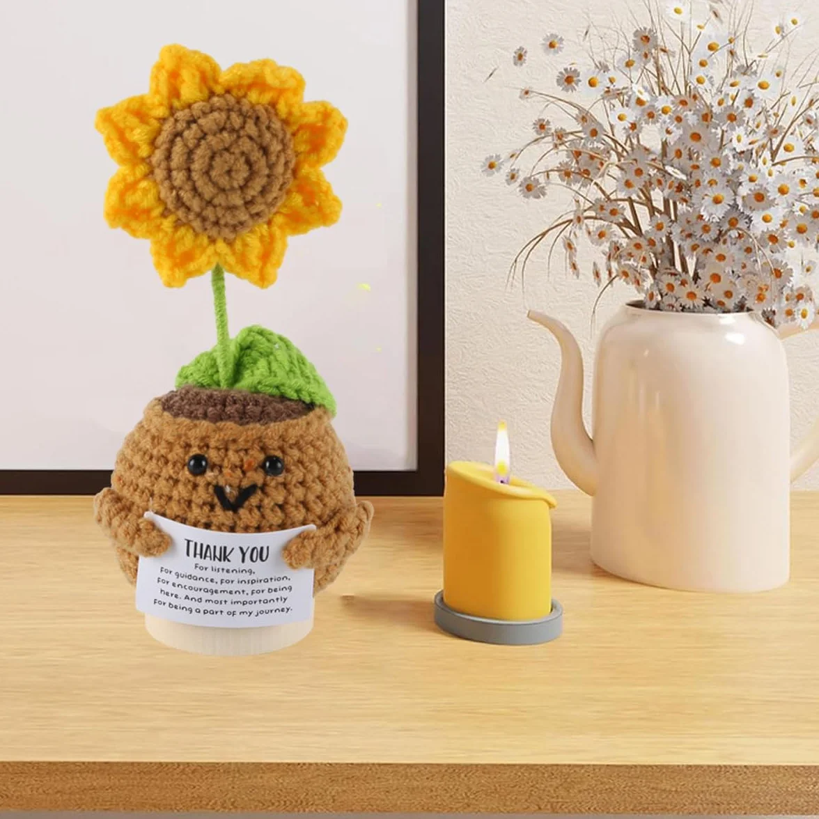 Bambola di girasole fatta a mano all'uncinetto Regalo di ringraziamento per insegnanti, uomini e donne. Regalo di laurea unico per Natale e compleanno, da parte degli studenti.