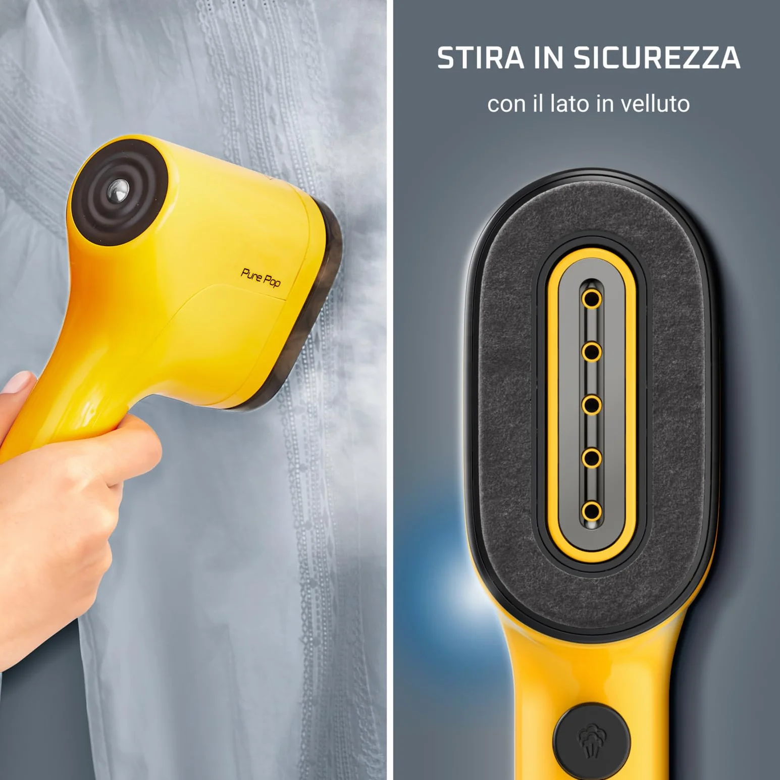 Rowenta Pure Pop Ferro da Stiro Verticale Portatile a Vapore 1300W Giallo DR2026
