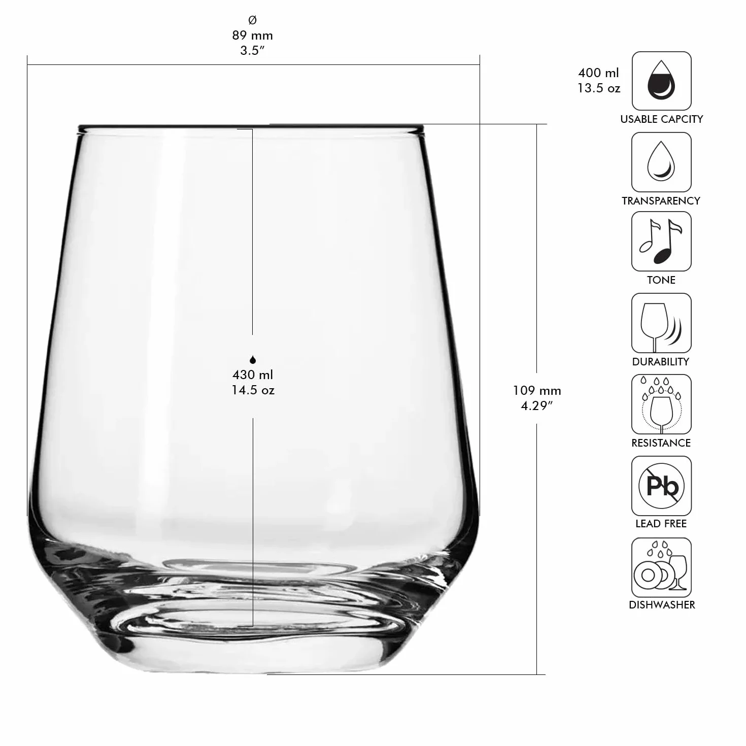 Splendor Krosno Bicchieri Acqua Succo Tumbler Vetro Set 6 400 ML Lavastoviglie