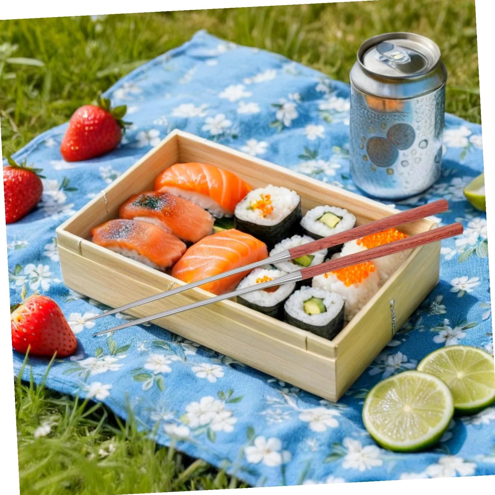 Bacchette per Sushi in Acciaio Inossidabile Impugnatura in Legno, Punta Appuntita per Precisione, Leggere e Riutilizzabili, per Mangiare e Lavoro