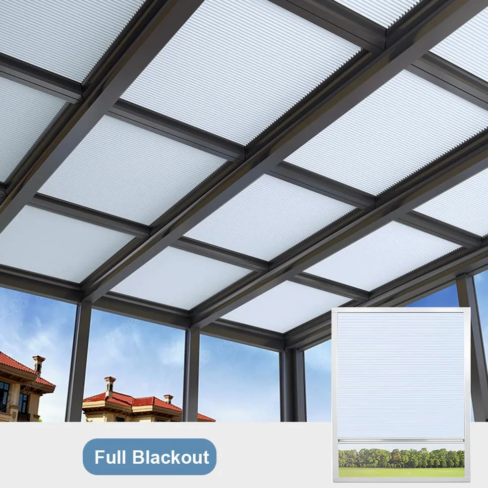 TIPIACE Ricaricabile motorizzate Tende a nido d'ape Full Blackout Tessuto impermeabile per lucernario, dimensioni personalizzate (Bianco 93021A W80 X L 90CM)