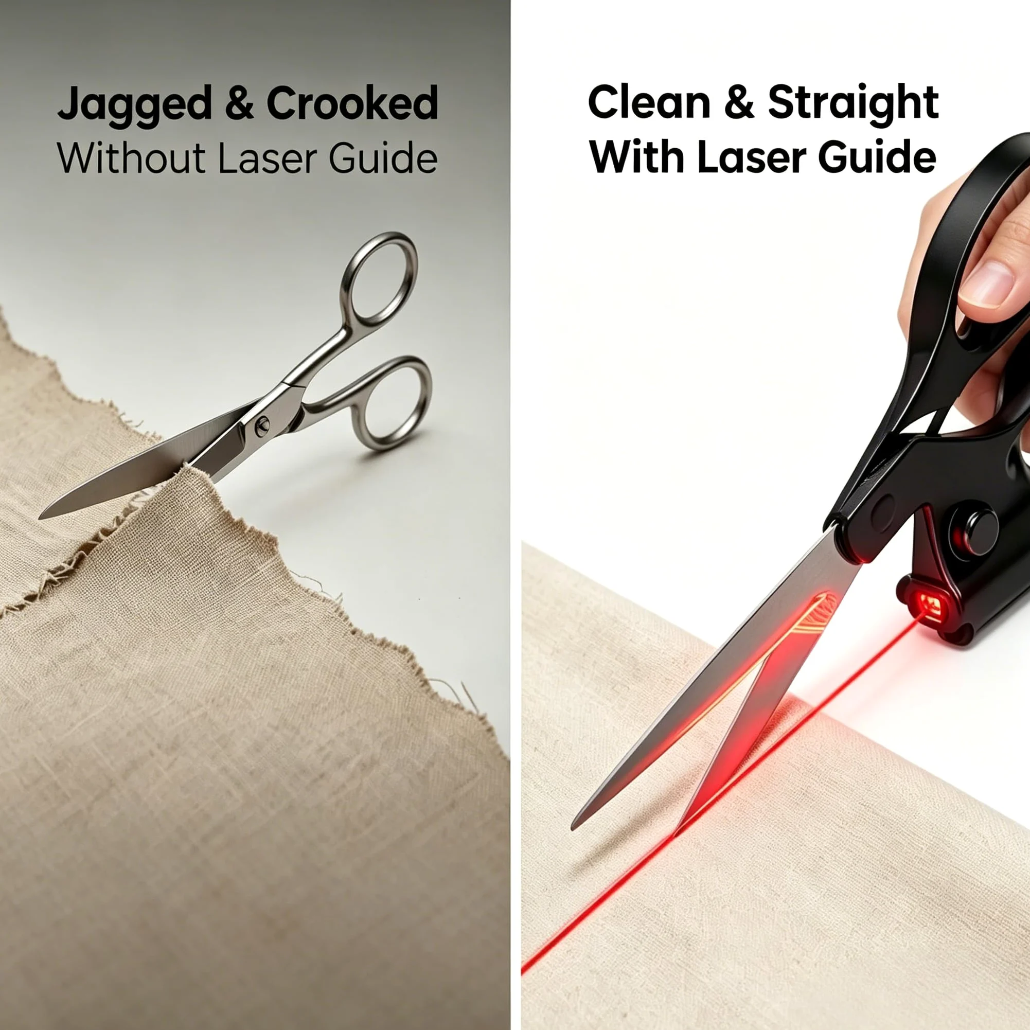 Forbici professionali guidate al laser per il taglio del tessuto, taglio dritto veloce con guida laser di precisione, forbici da cucire per trapuntare, artigianato, regalo con impugnatura ergonomica