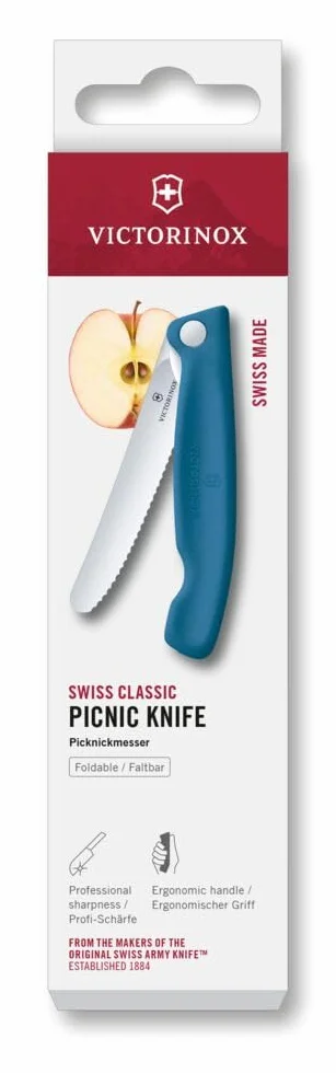 Victorinox Swiss Classic Pieghevole Coltello da Picnic Lama Seghettata Extra Affilata Blu