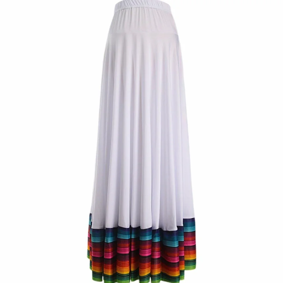 Gonne Danza Folcloristica Messicana Lunghe Colorate Swing Flamenco Spagnolo Costume per Donna