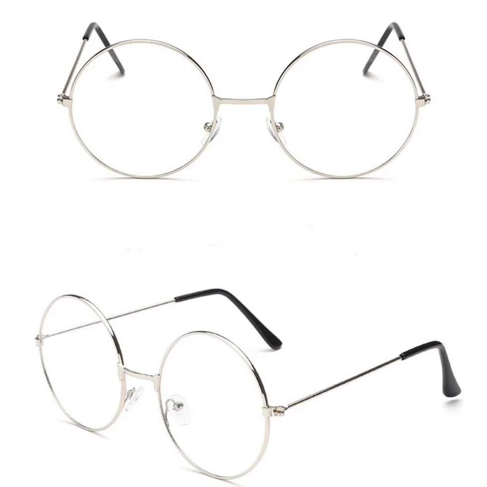 TRIXES Occhiali rotondi unisex costume da mago lenti trasparenti stile retrò anni Sessanta