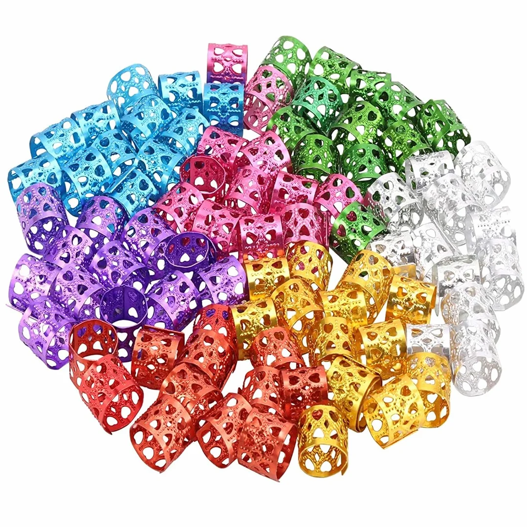 Perline metallo treccia dreadlocks 120 pezzi 8x9mm 7 colori misti accessorio