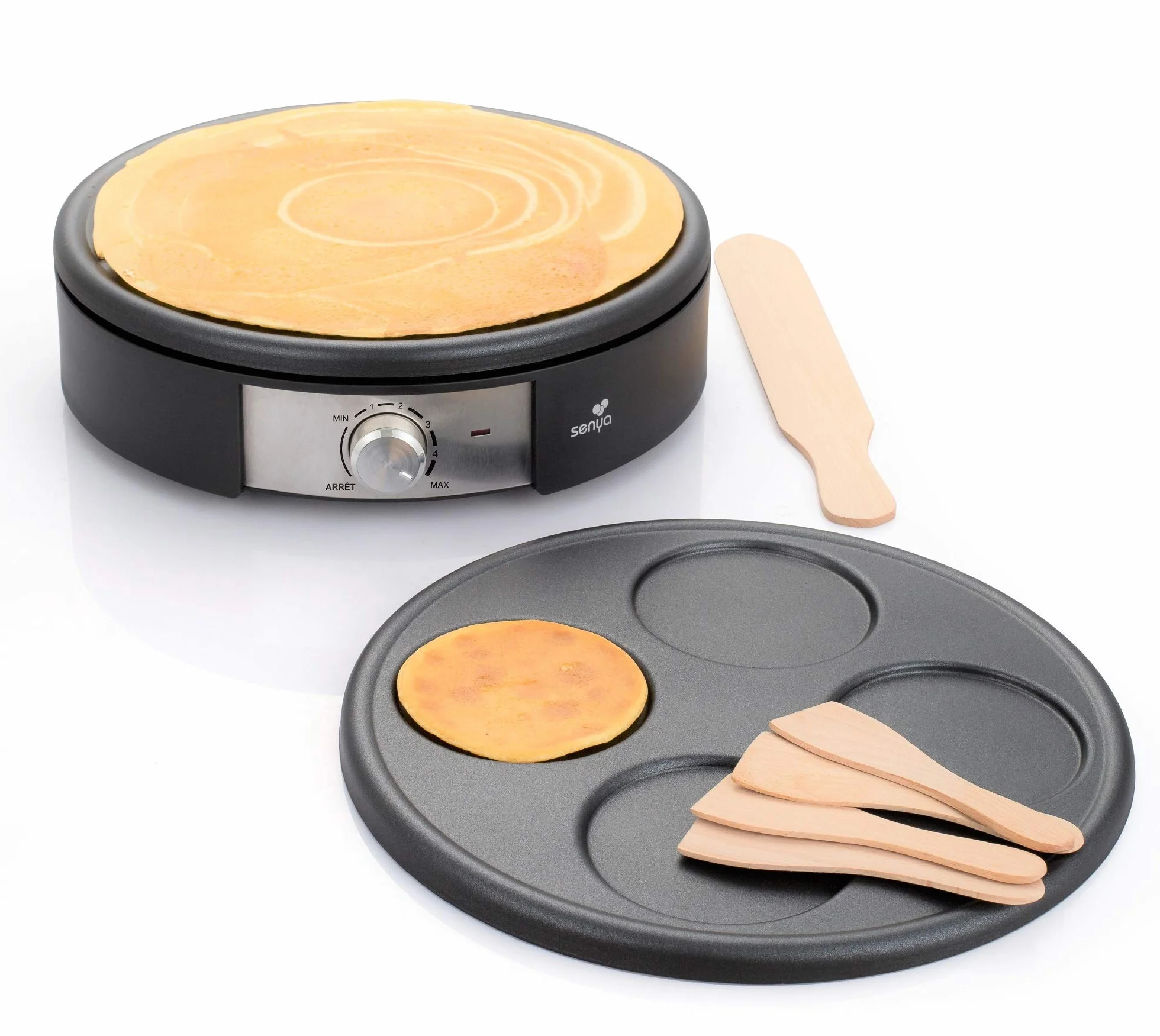 Senya SYCK-CV026 Crepiera elettrica 1500 W ghisa alluminio nera