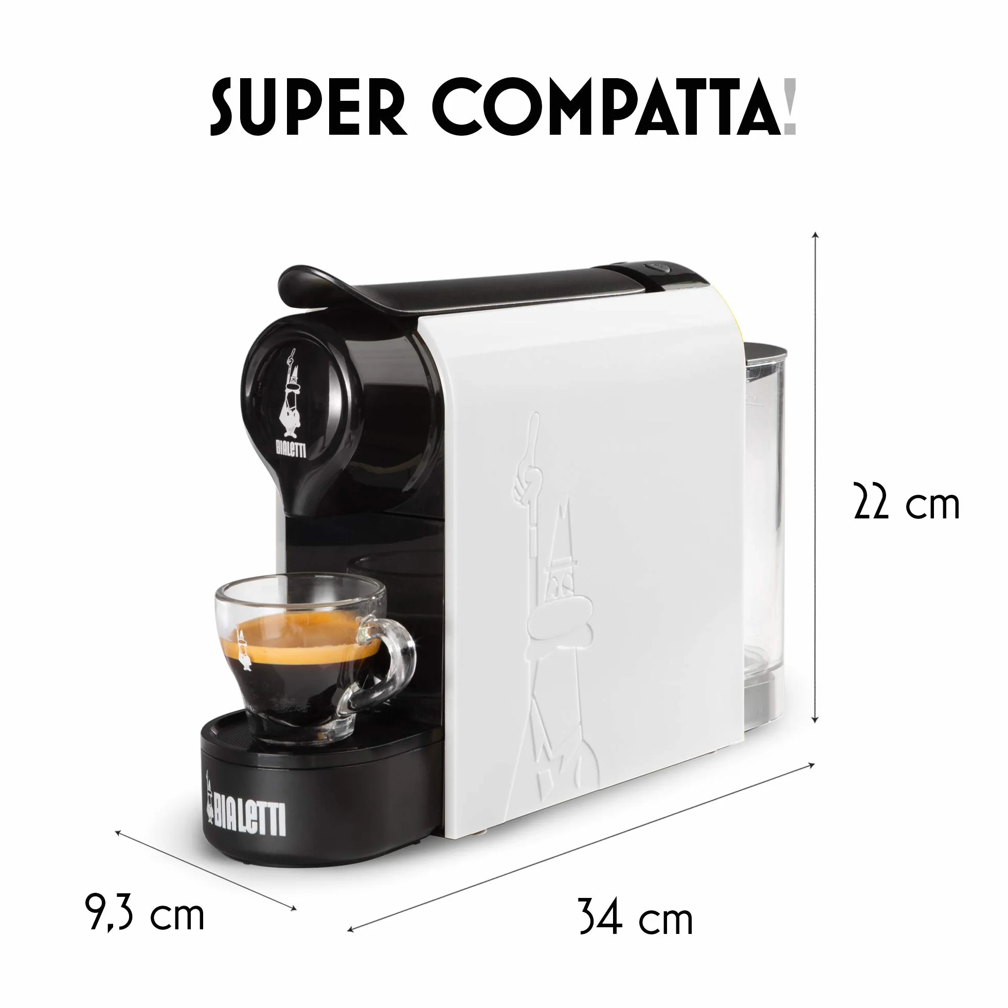 Bialetti Gioia, Macchina Caffè Espresso Incluse 32 Capsule, Funziona esclusivamente con Capsule, Bianco