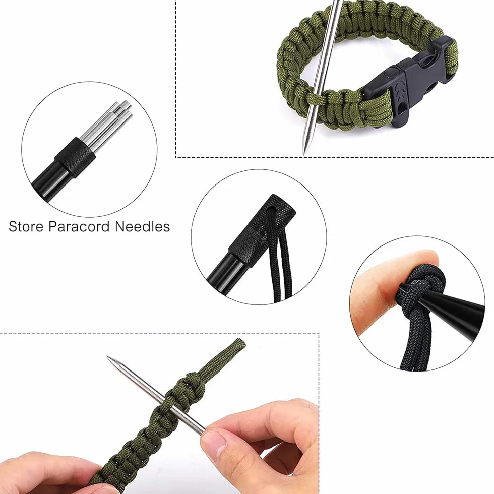 WANGCL Set 14 Aghi Paracord FID Accessori Punta Marlin Dado Prolunga Acciaio Inox Nero