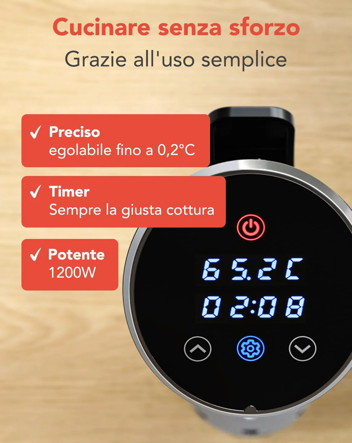 KitchenBrothers Termosubacqueo sottovuoto 1200W regolabile 0-95℃ (Nero)