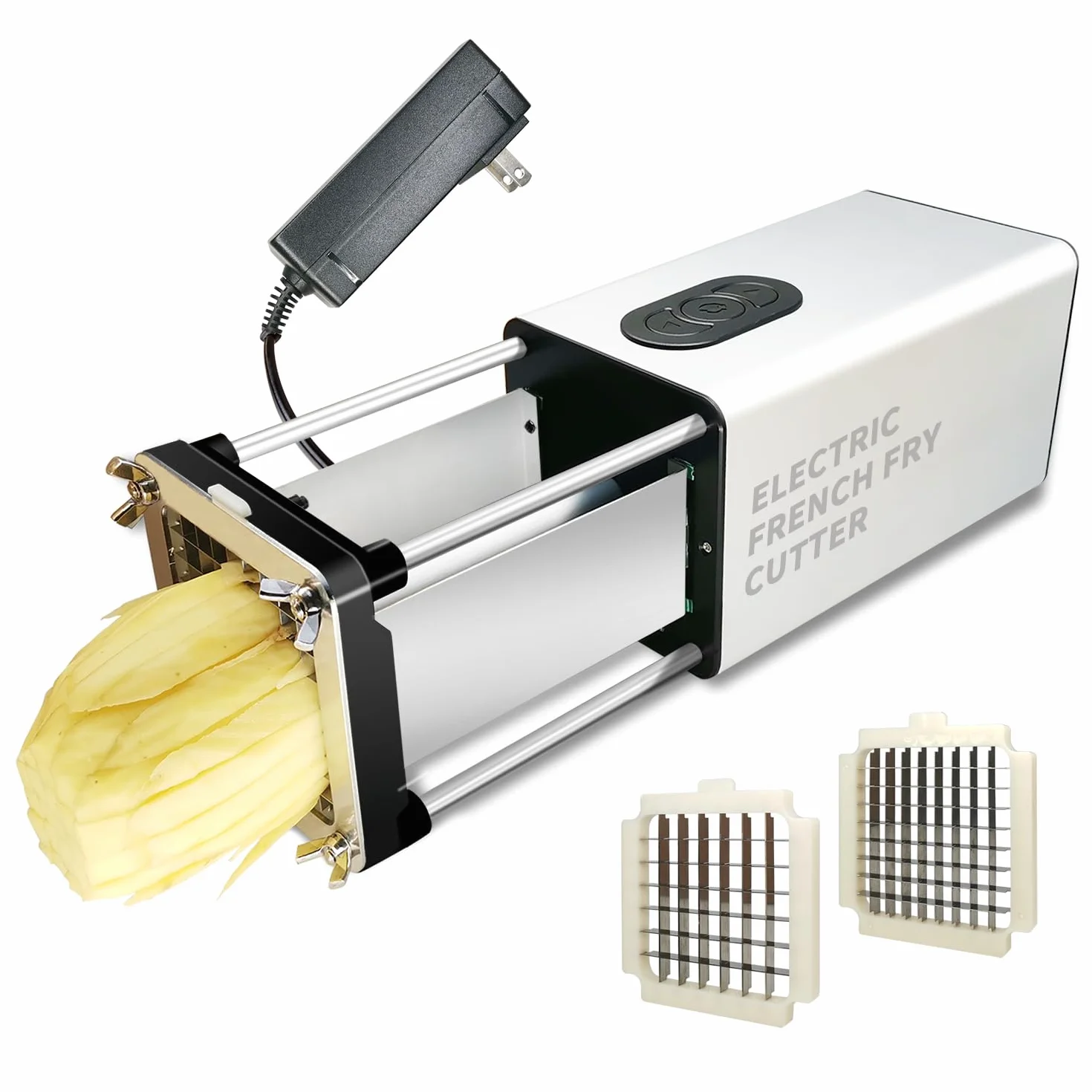 elettrica taglia patate, Taglia patate a bastoncino, Affetta patate in acciaio inox con, Con 1/2 e 3/8 pollici lame, Affetta patate, Perfetto per patate e carote, cetrioli, cipolle, mele