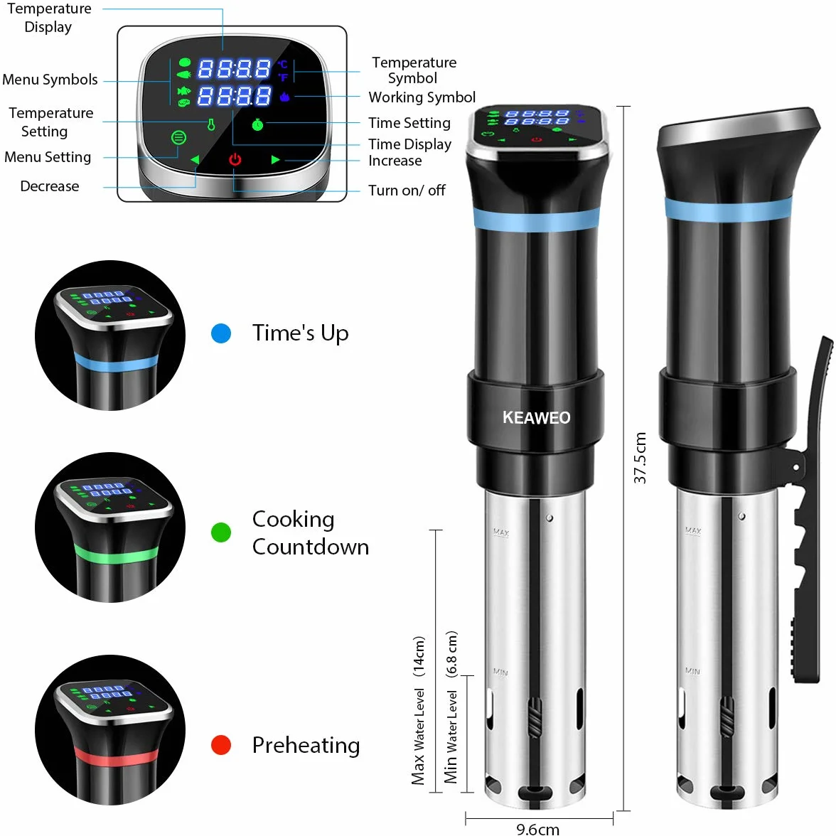 Sous Vide 1100W Slow Cooker Circolatore Termico Termocircolatore a Immersione Display Touch LCD