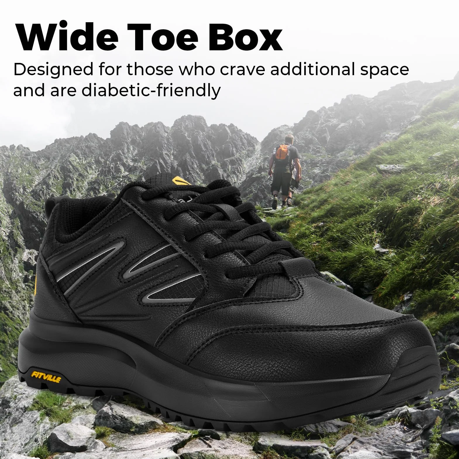 FitVille Scarpe Uomo Extra Larghe Running Leggere Traspiranti Sneakers Ginnastica Supporto Arco Plantare
