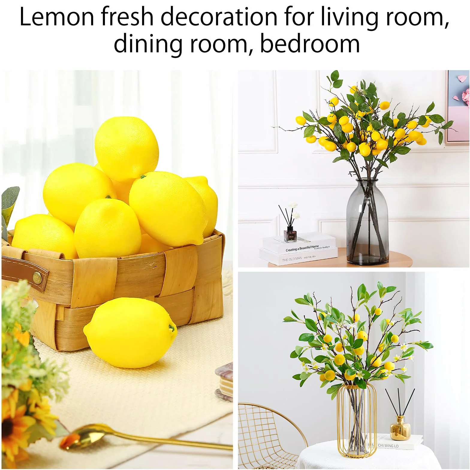 Limoni artificiali set 6 decorazioni frutta gialla realistica per tavolo cucina feste