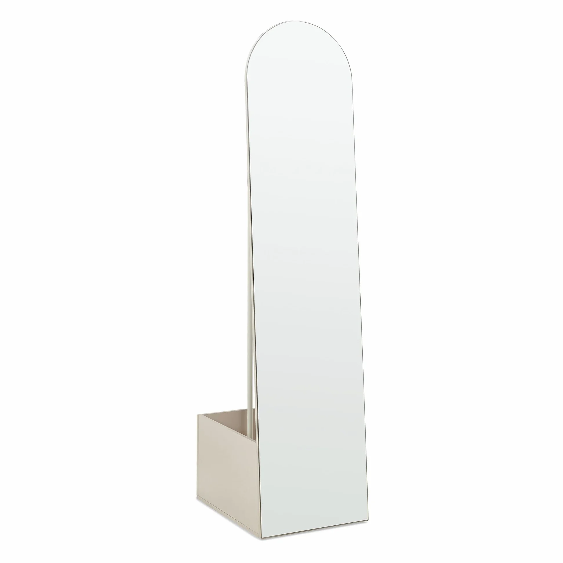 [en.casa] Specchio a Figura Intera con Stand Barra Appendiabiti Specchio Ovale da Terra Vano Porta Oggetti Vestiti Cappotti per Ingresso Camera da Letto Guardaroba 165x40x51 cm - Avena Oatmeal