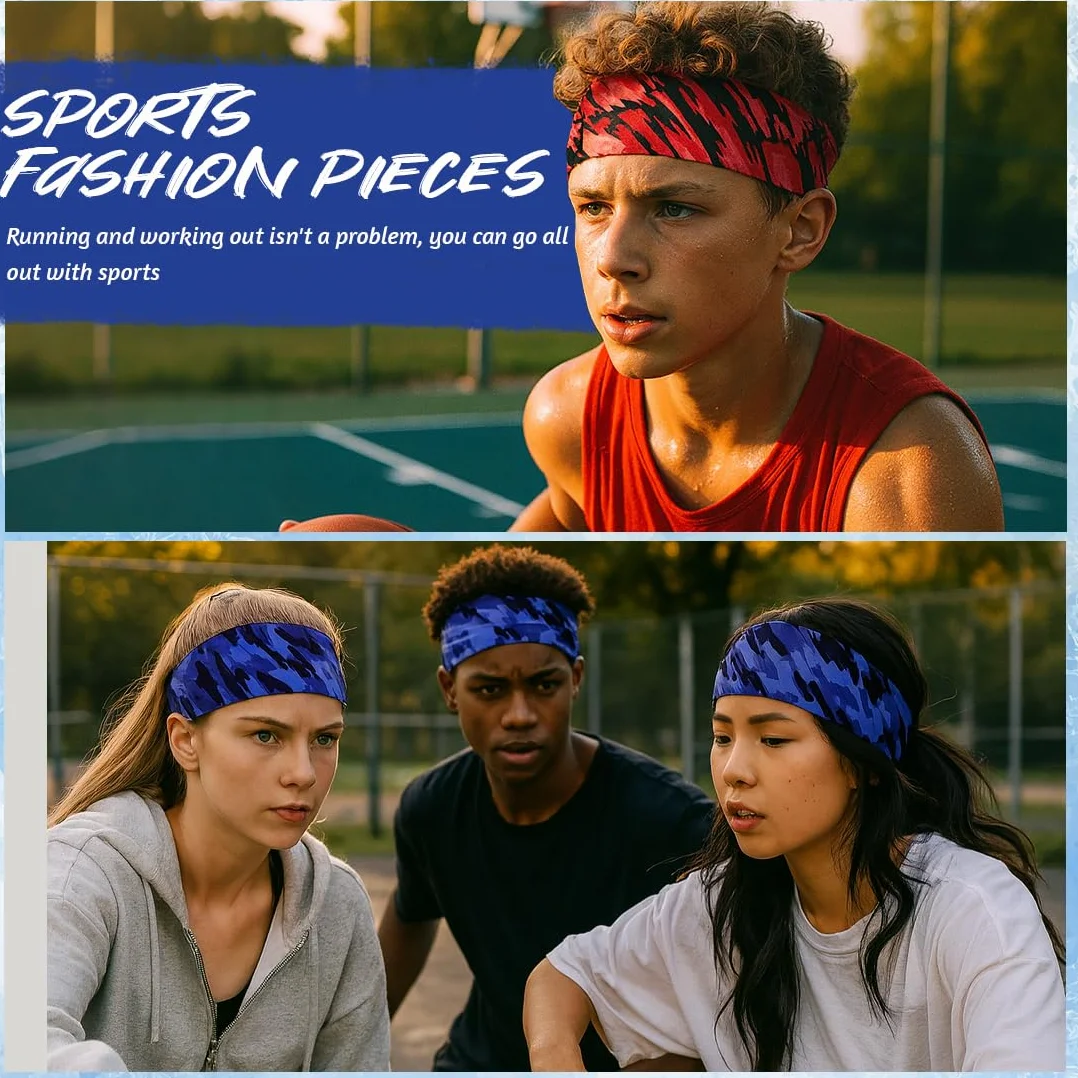 Fascia sportiva per bambini traspirante elastica a bandana 4 pezzi per corsa ciclismo allenamento calcio