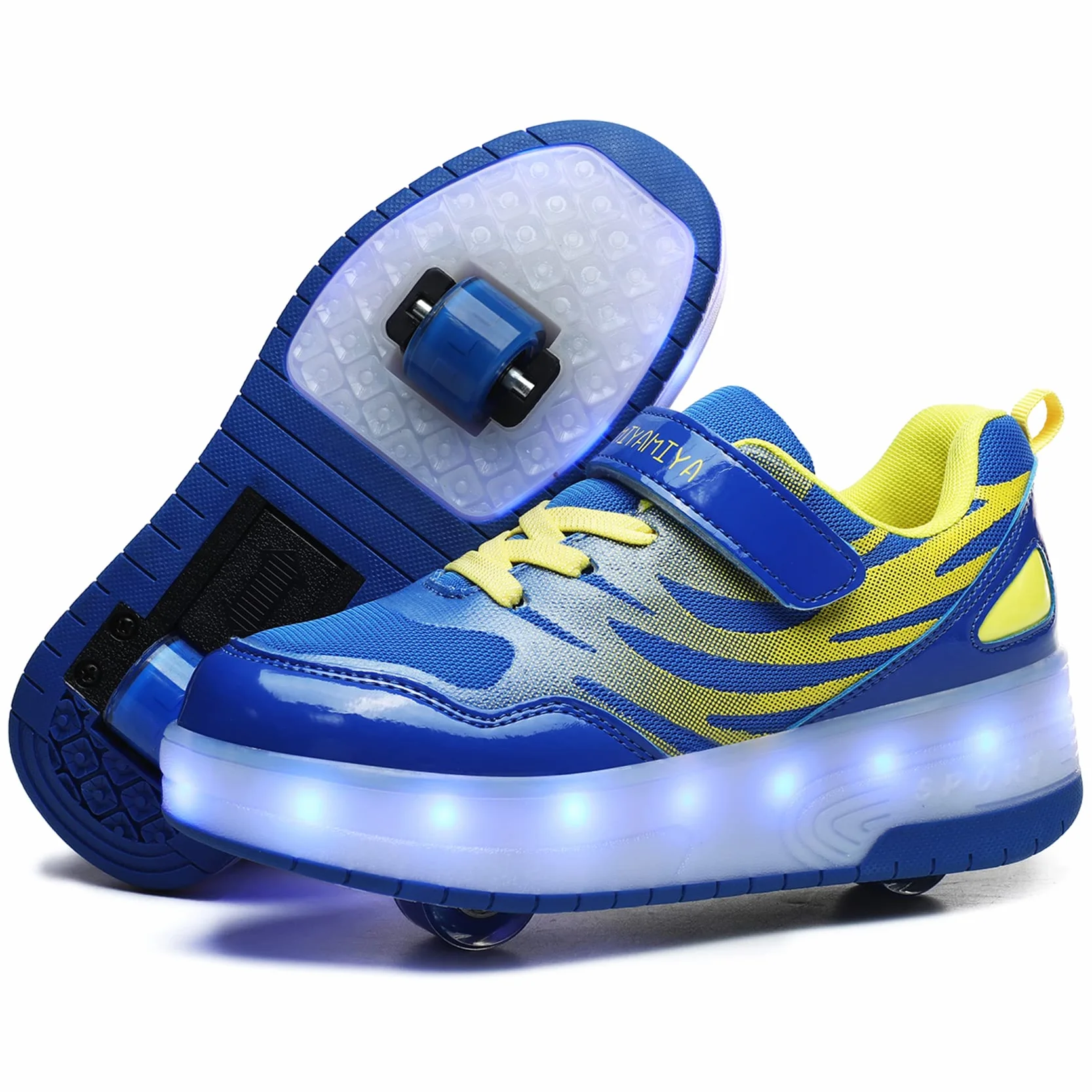Pattini a Rotelle con Luci LED per Bambini, Scarpe Sportive con Ruote Luminose, Pattini in Linea con Ruota Posteriore Retrattile per Ragazze e Ragazzi