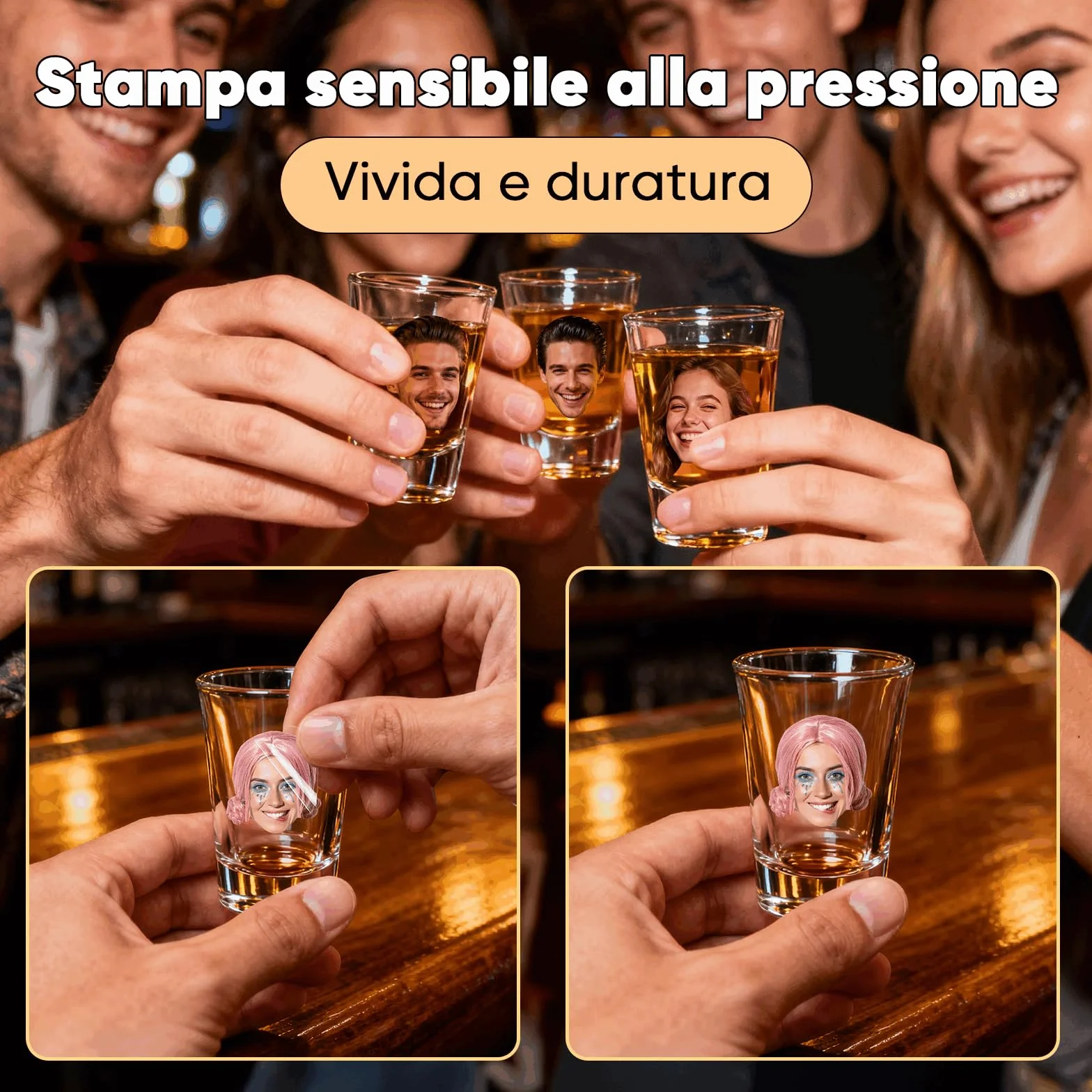 SOUFEEL Bicchieri da Shot Personalizzati con Foto, Set di 2 da 50 ml Vetro Regalo Divertente