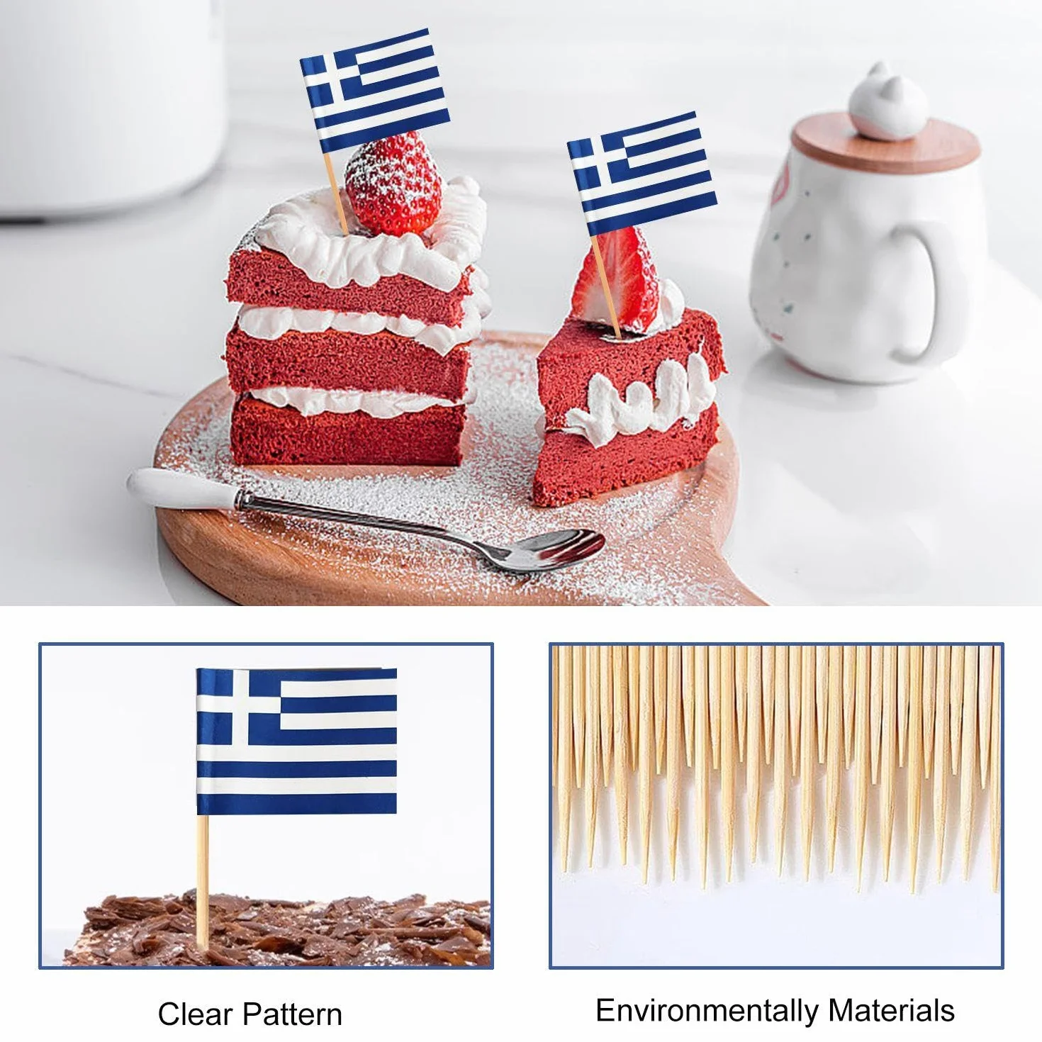 Stuzzicadenti Per Bandiere Greche, Mini Stuzzicadenti Con Bandiere Di Carta, Decorazioni Per Feste 200 Pezzi