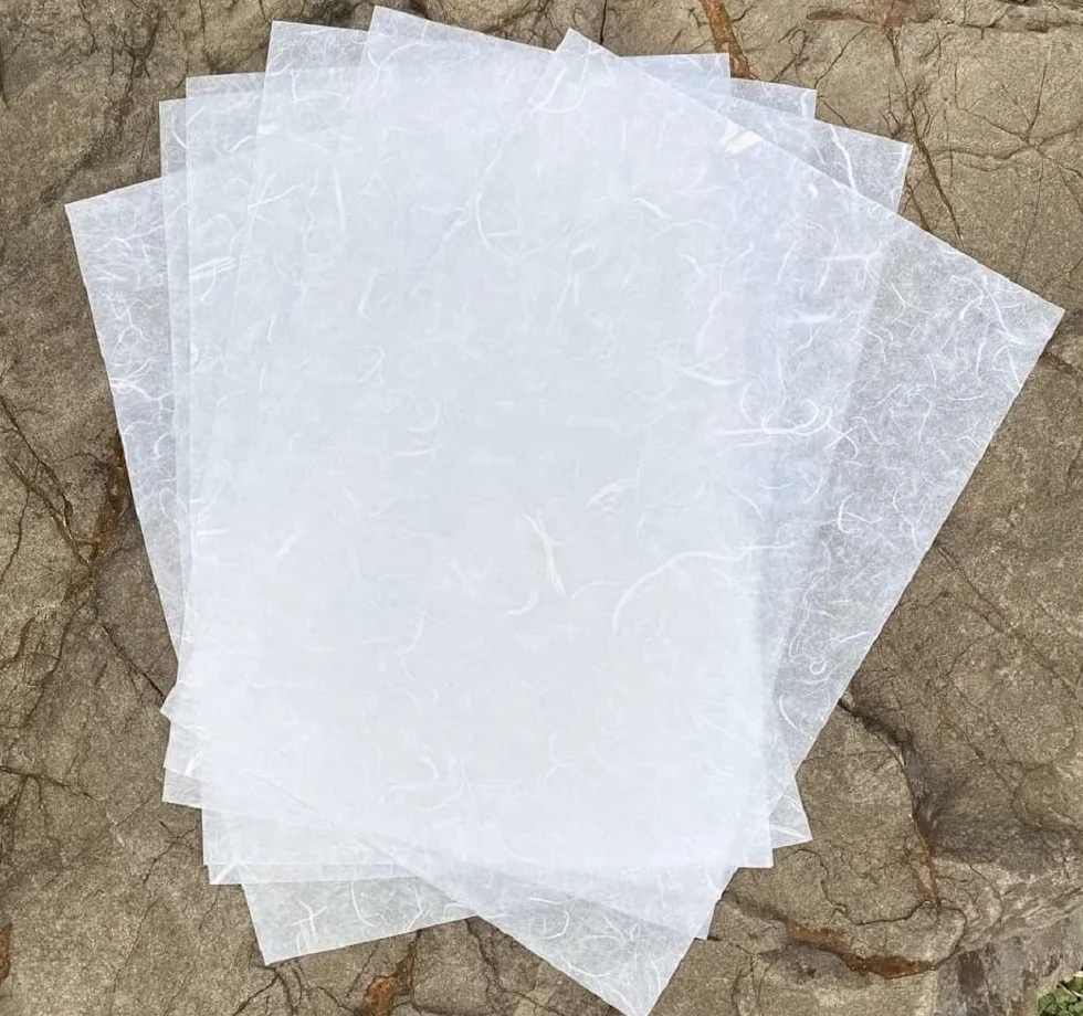 Carta Washi A4 fibra naturale gelso per origami artistici, biglietti fai da te (bianco crema)