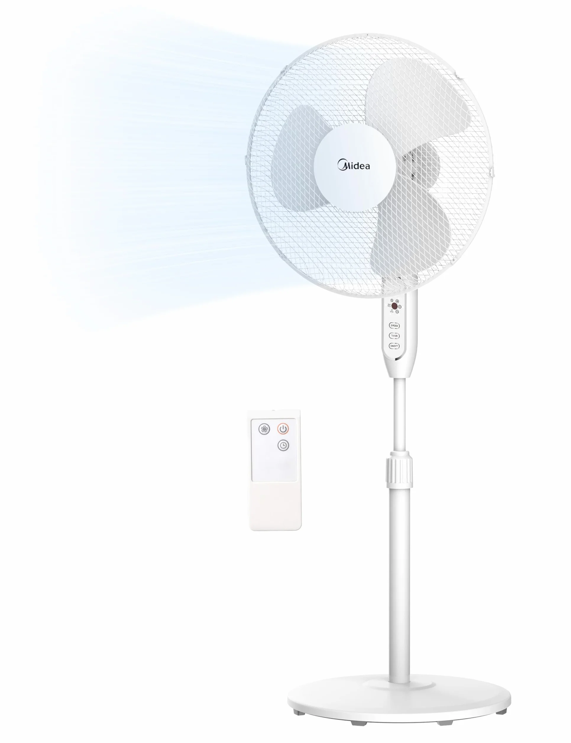 Midea MFS400M0APW0 Ventilatore a Piantana 40W Telecomando Altezza Regolabile 1,1-1,3m Bianco