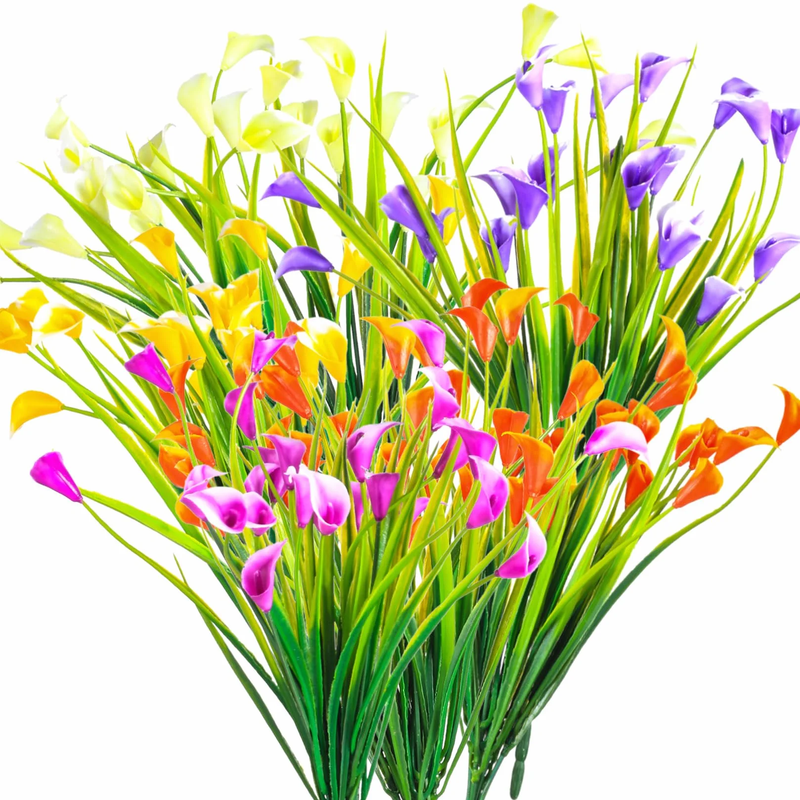 Fiori di Calla Artificiali 6 Pezzi, Piante Finte Resistenti UV, Decorazioni per Interni Esterni Casa Giardino