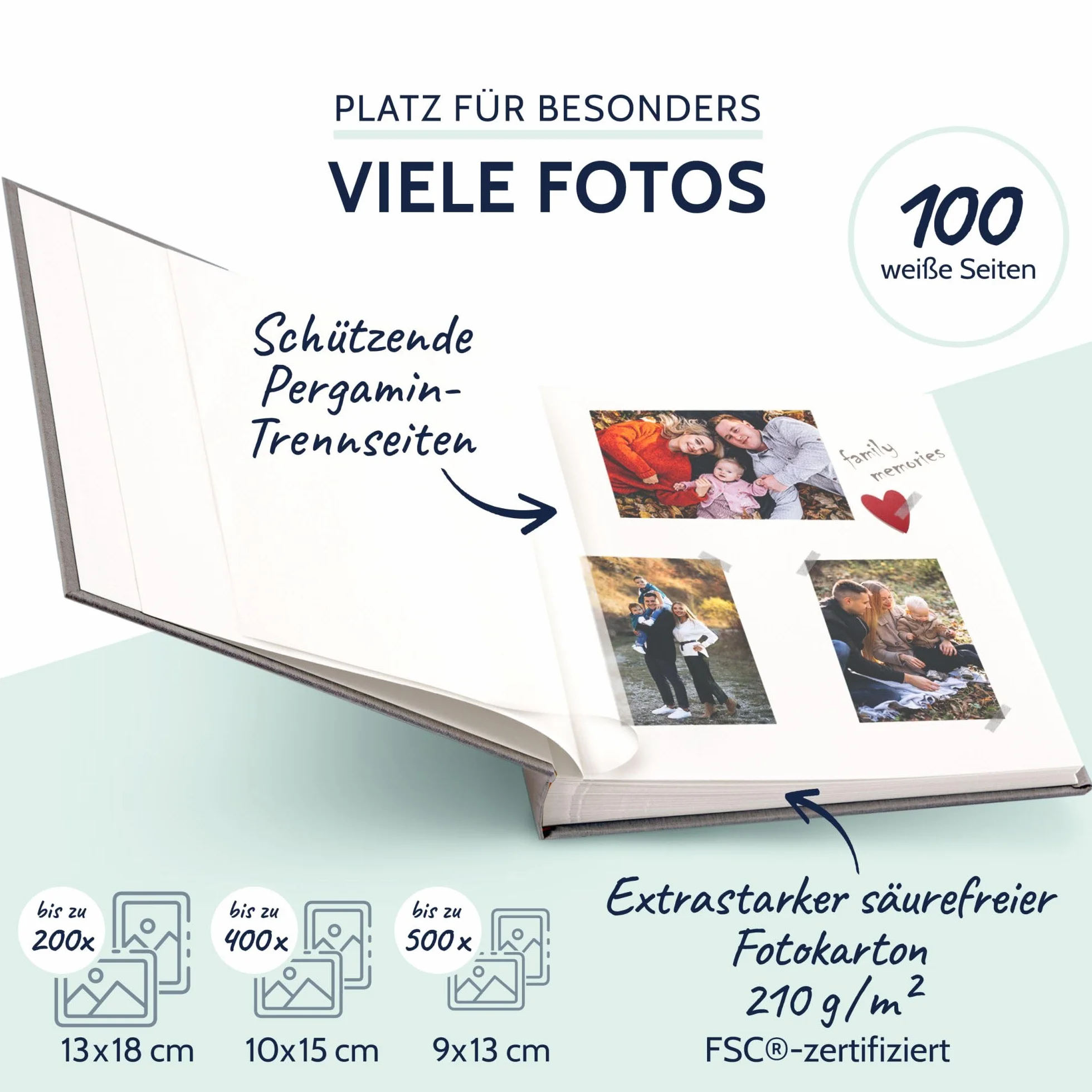 Goldbuch 31606 - Album fotografico Summertime Trend 2, 100 pagine bianche con divisori in pergamena, con copertina in lino, fino a 600 foto, carta di alta qualità, colore: grigio, 30 x 31 cm