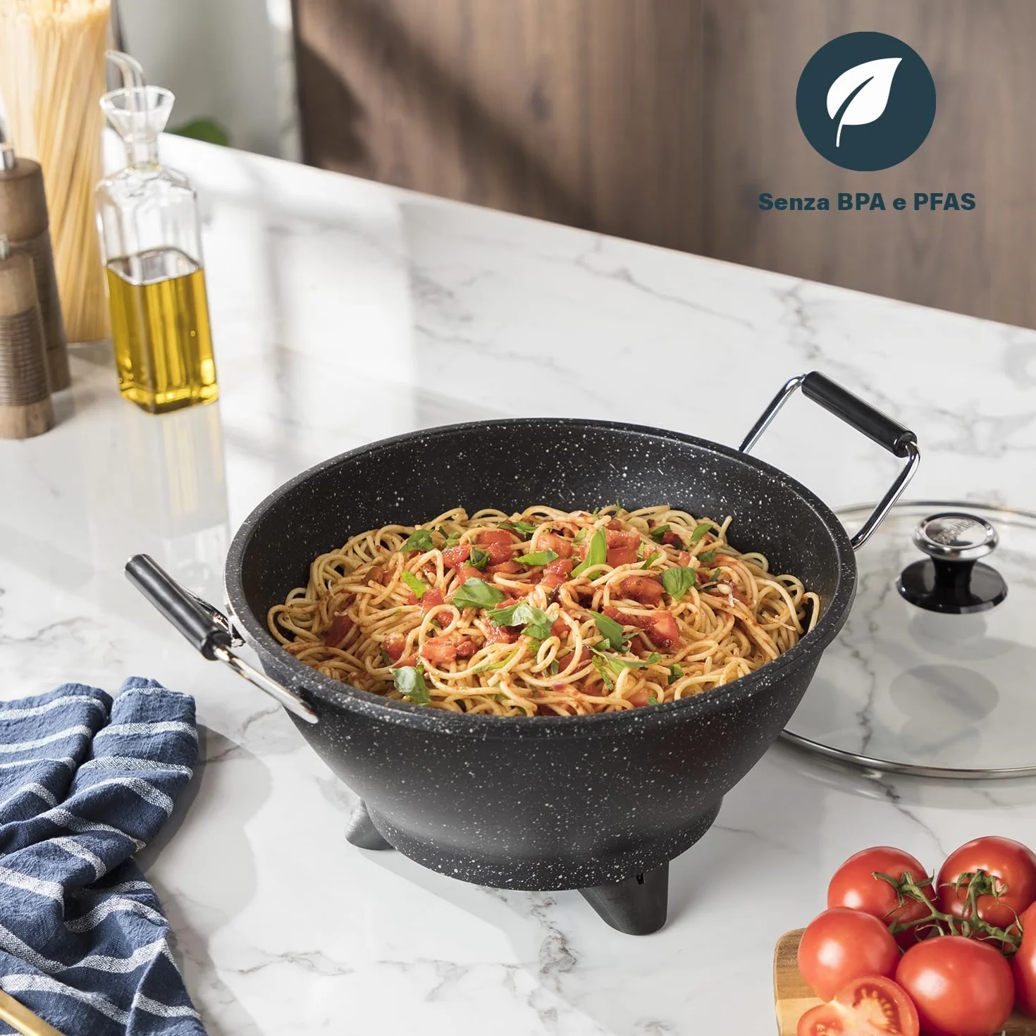 Princess Wok Elettrico Stir-Fry 1400W 7L 30cm Ghisa Nero