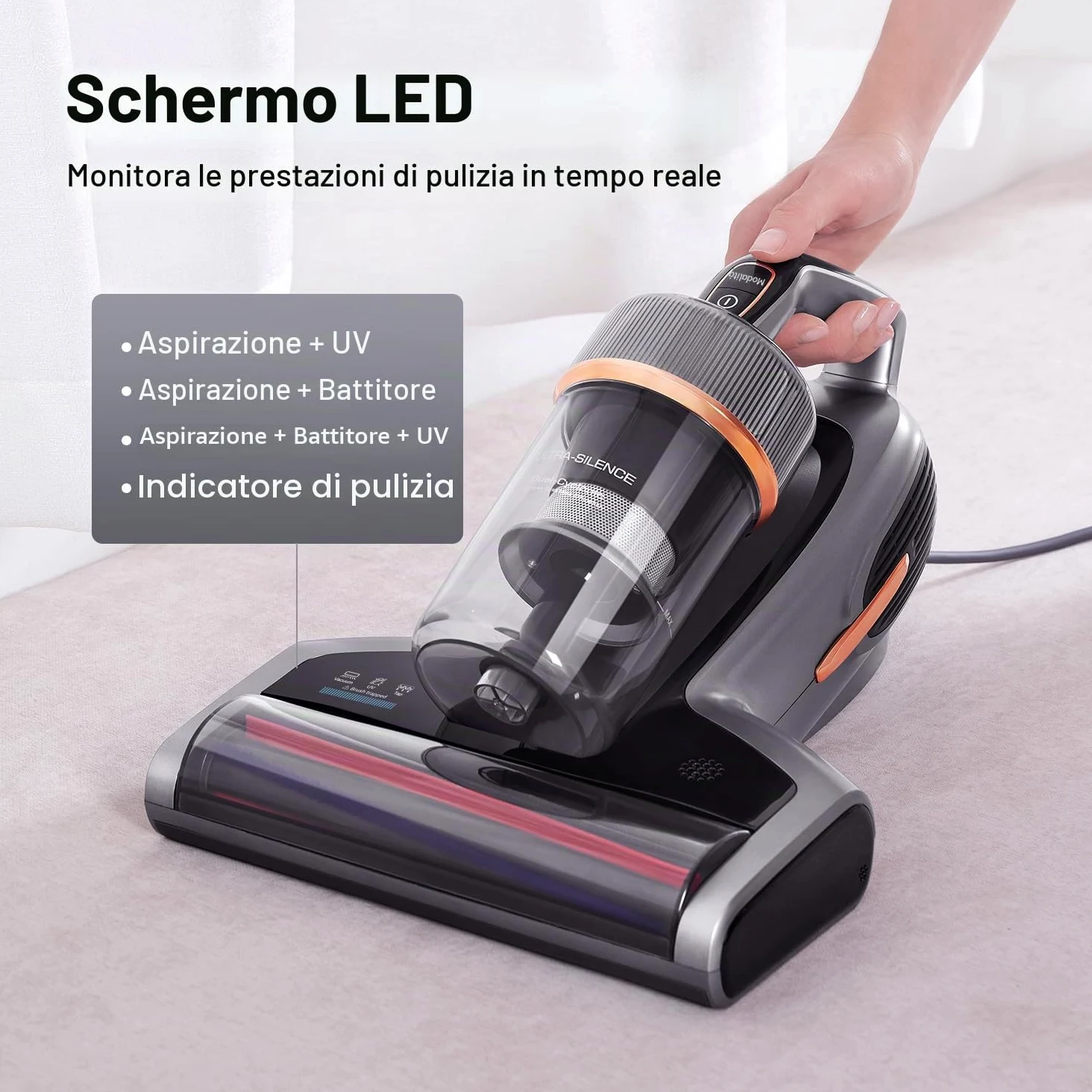 Jimmy BX7 Pro Aspirapolvere antiacaro, 700 W 16 Kpa Potenza, con Sterilizzazione UV e Ultrasuoni, Sensore Intelligente di Sporcizia, Filtrazione Dual-Cyclonic