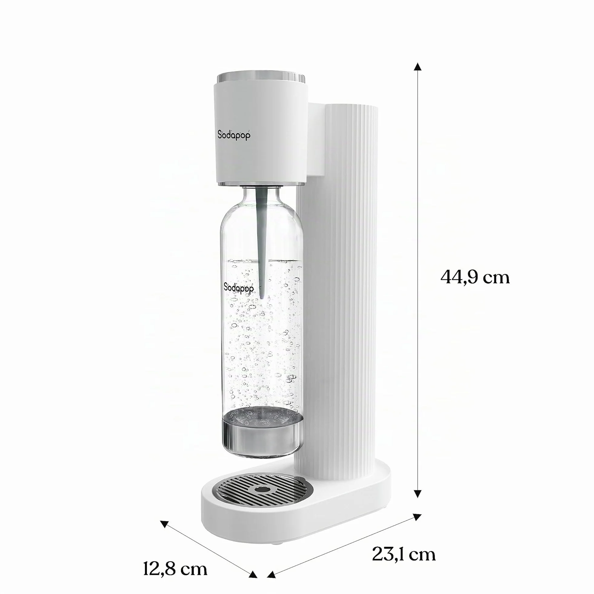 Sodapop Gommino Cooper bianco, con 1 bottiglia in PET, elegante e salvaspazio, altezza 44,9 cm