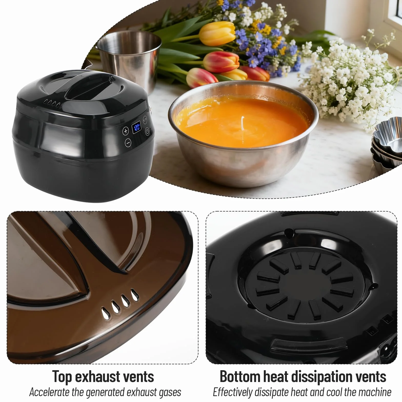 Ambesty Scaldacera Professionale 1L Elettrica Digitale LCD per Candele Kit Cera di Soia