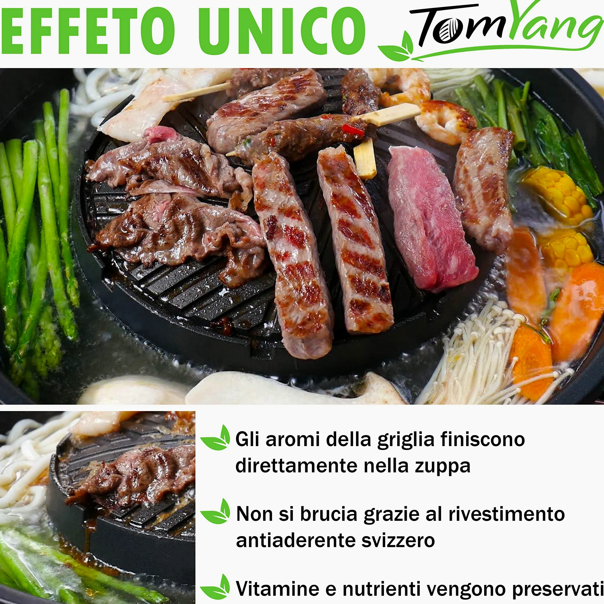 TomYang Hot Pot – Il Grill Thailandese Originale, Progettato in Germania, Rivestimento Antiaderente Svizzero, oltre 100 Video Tutorial e Ricette. Korean BBQ, Hotpot, Pentola Mookata Thai Hot Pot