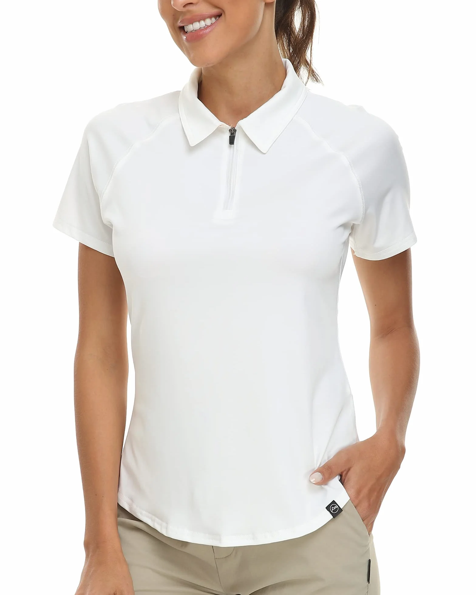 Soneven Polo Donna Manica Corta Eleganti Camicetta Scozzese Cerniera 1/4 Traspirante Ad Asciugatura Rapida per Golf Tennis Tempo Libero