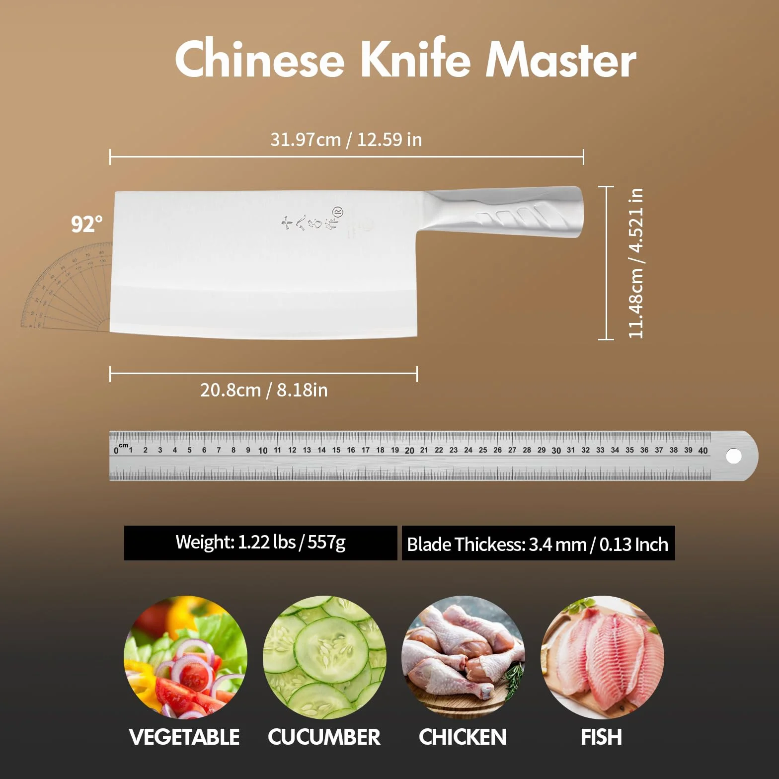SHI BA ZI ZUO Coltello da cucina 8 pollici Versatile mannaia da macellaio Coltello tritatutto per affettare carne tritare ossa per la cucina domestica e il ristorante