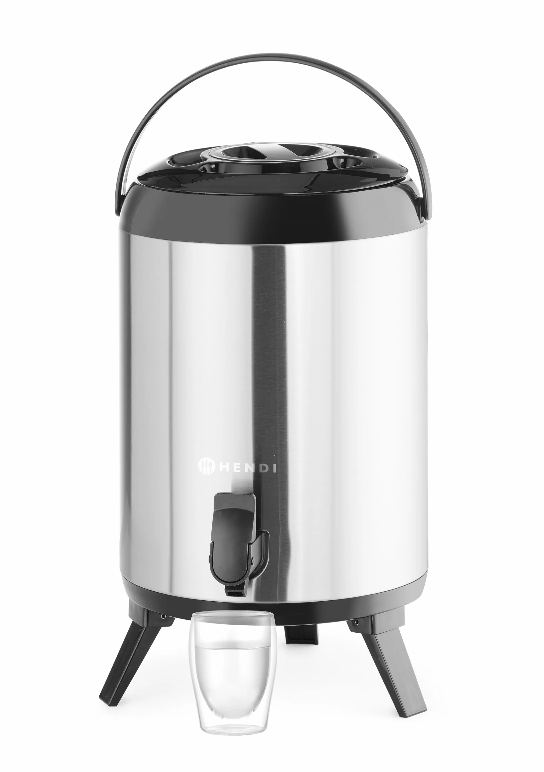 HENDI Distributore acqua calda e fredda portatile, 9L, acciaio inox, -10° a 100°C, ø226x350mm