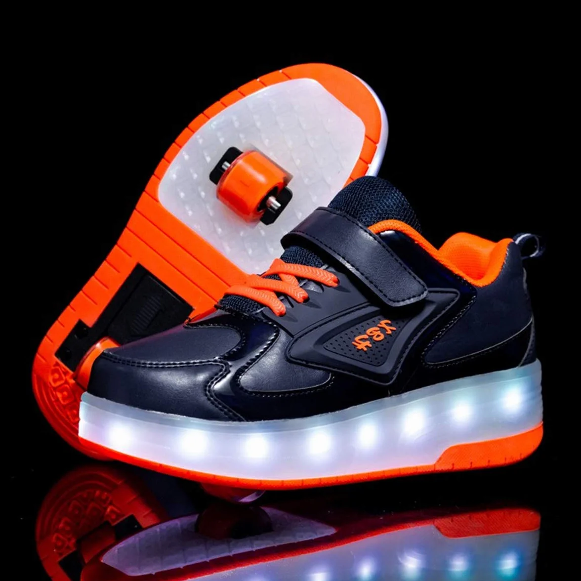 Scarpe da LED USB Ricaricabili Doppia Ruota Skateboard Sportive con Rotelle Automatiche Unisex Bambini