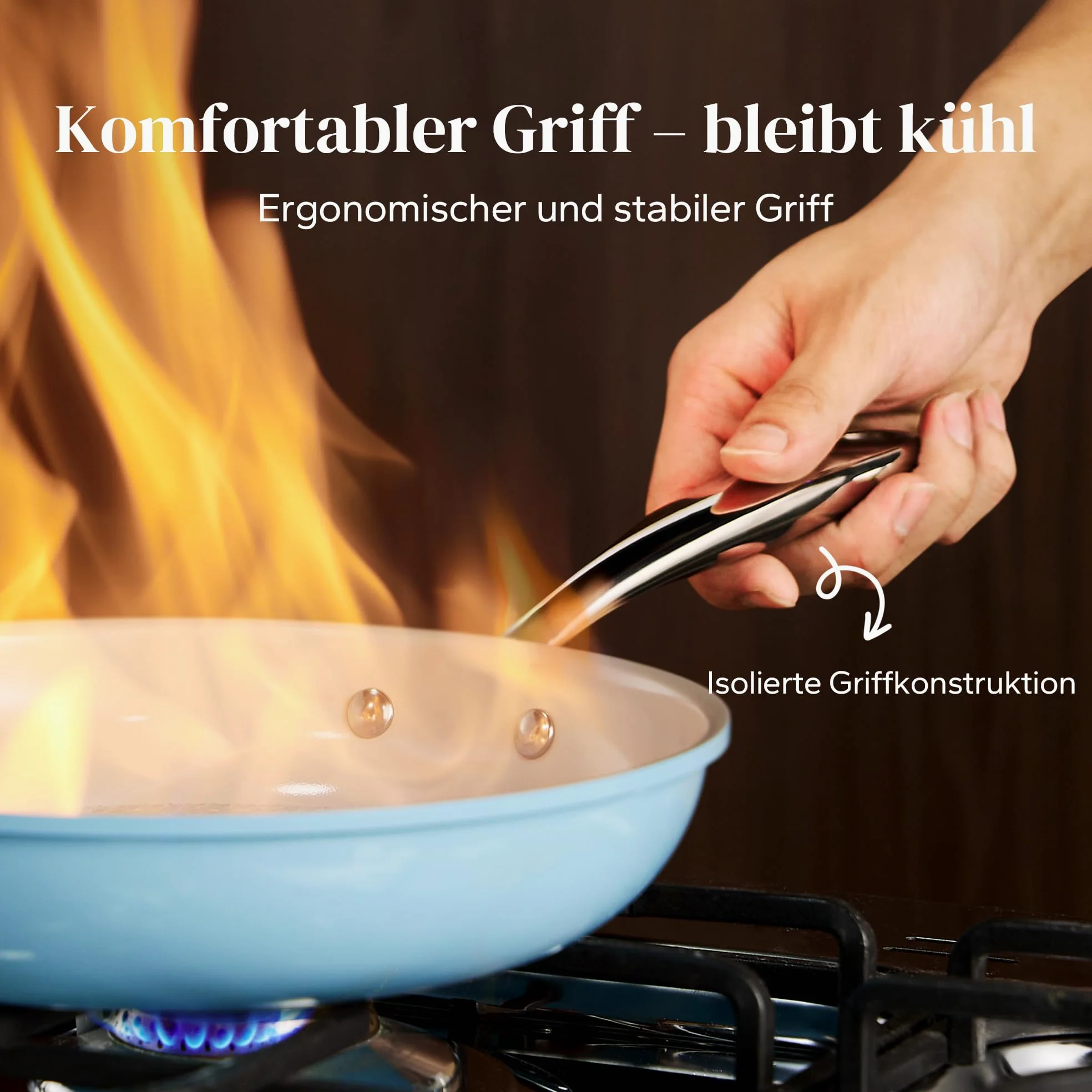 Redchef Set di pentole in ceramica, a induzione, 6 pezzi, rivestimento antiaderente, 20/24/28 cm, per tutte le fonti di calore, senza PTFE, senza PFAS, senza PFOA, adatto per induzione, utilizzabile