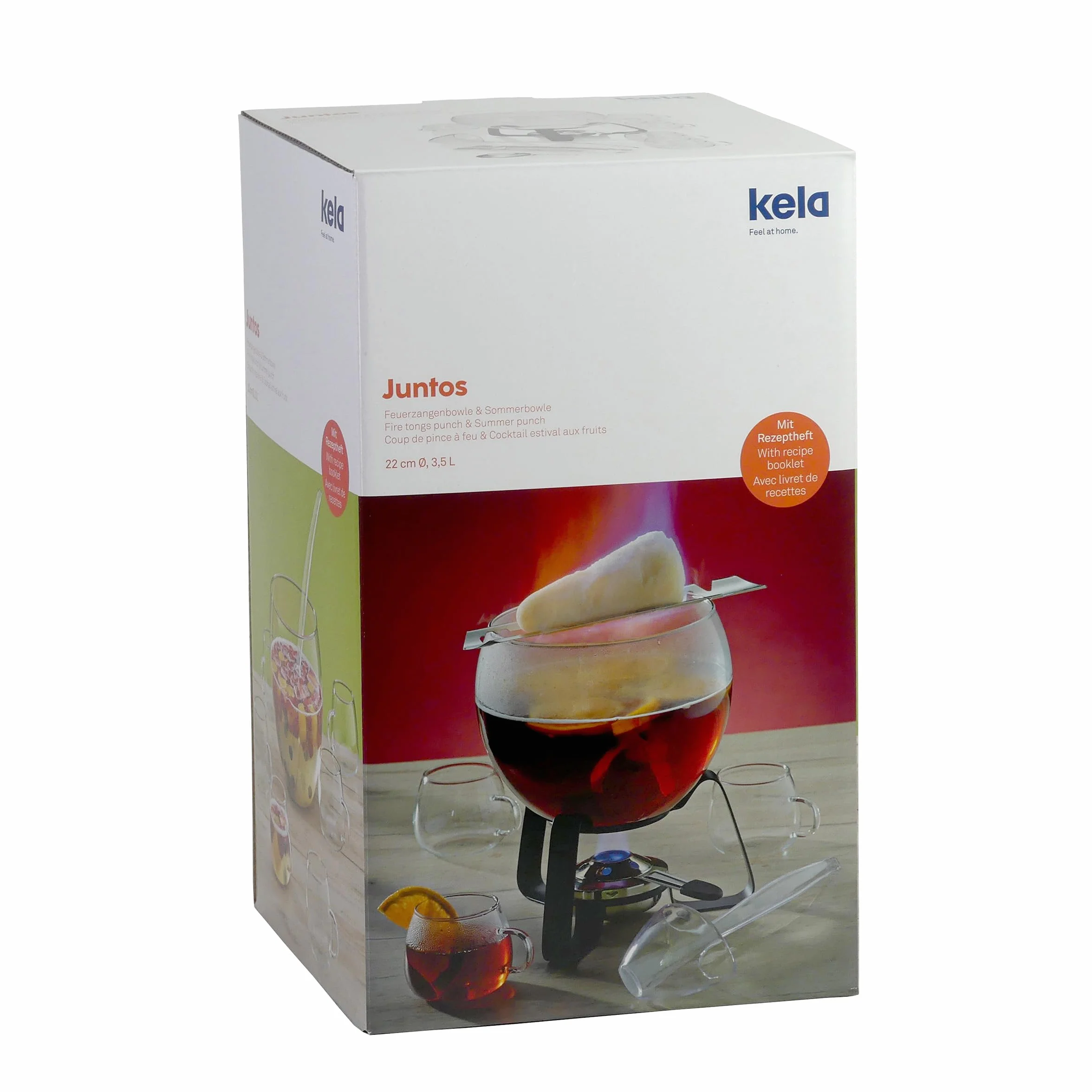Kela Set per Punch al Fuoco 11 Pezzi con Ciotola in Vetro 3,5 l, 6 Bicchieri