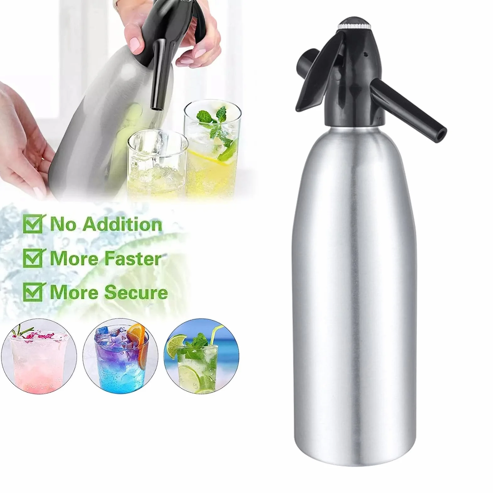 Soda Siho, 1L Sarklig Water Machie, Seltzer Water Maker, Portale Alumium Mii Soda Machie per Productio, Home Caroated Drik Water Heater