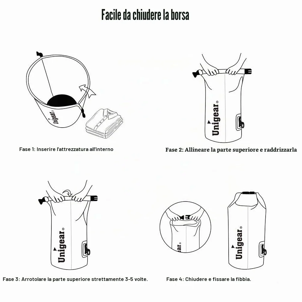 Unigear Borsa Impermeabile (2L/5L/10L/20L/30L/40L/55L) per Attività all'Aria Aperta e Sport Acquatici, Campeggio, Kayak, Pesca, con Custodia Impermeabile per Cellulare