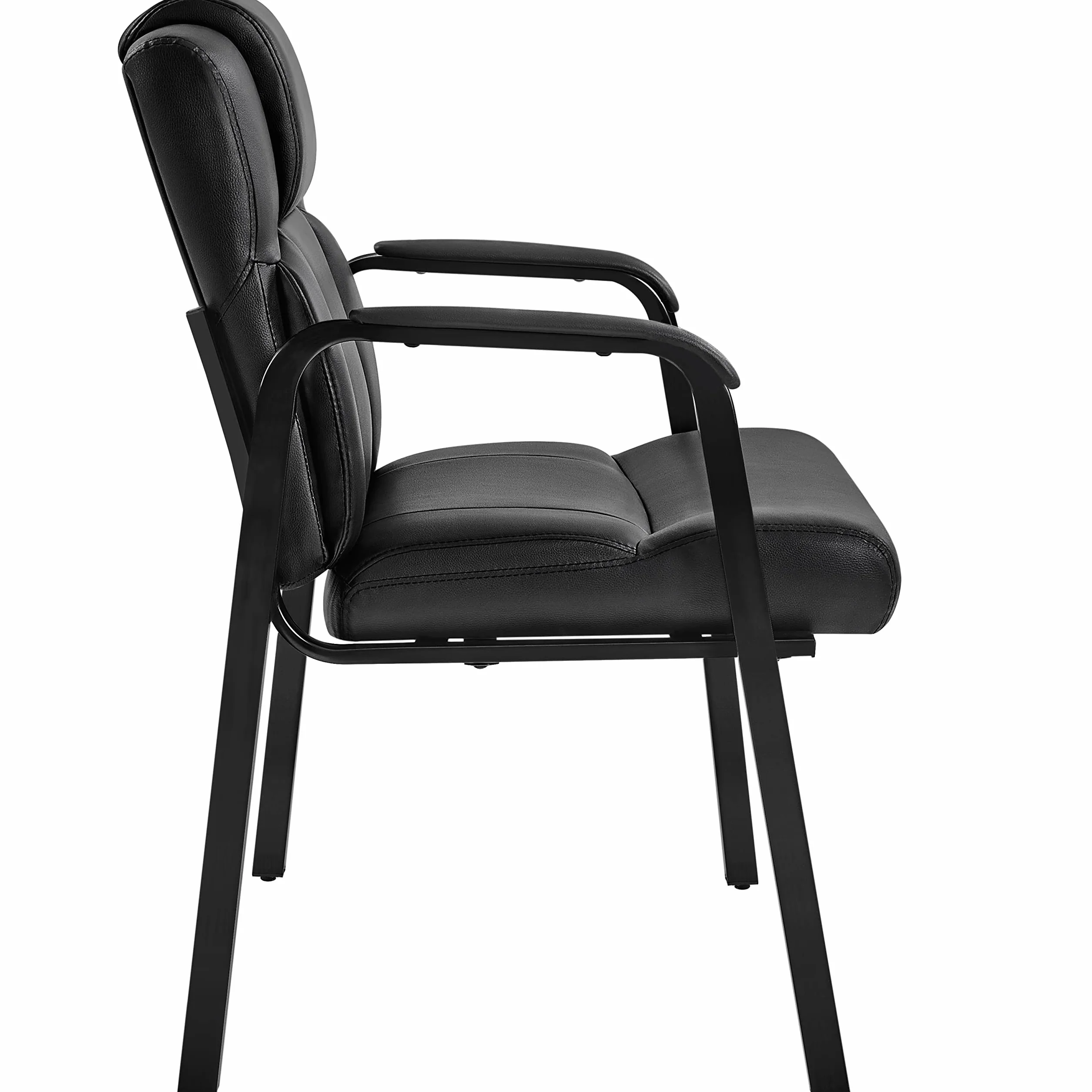 Yaheetech 2 Sedie Ufficio Ospiti Lusso Senza Ruote per Riunioni Conferenza e Sala d'attesa Visitatori Ergonomiche in Finta Pelle Portata 136 kg Nere