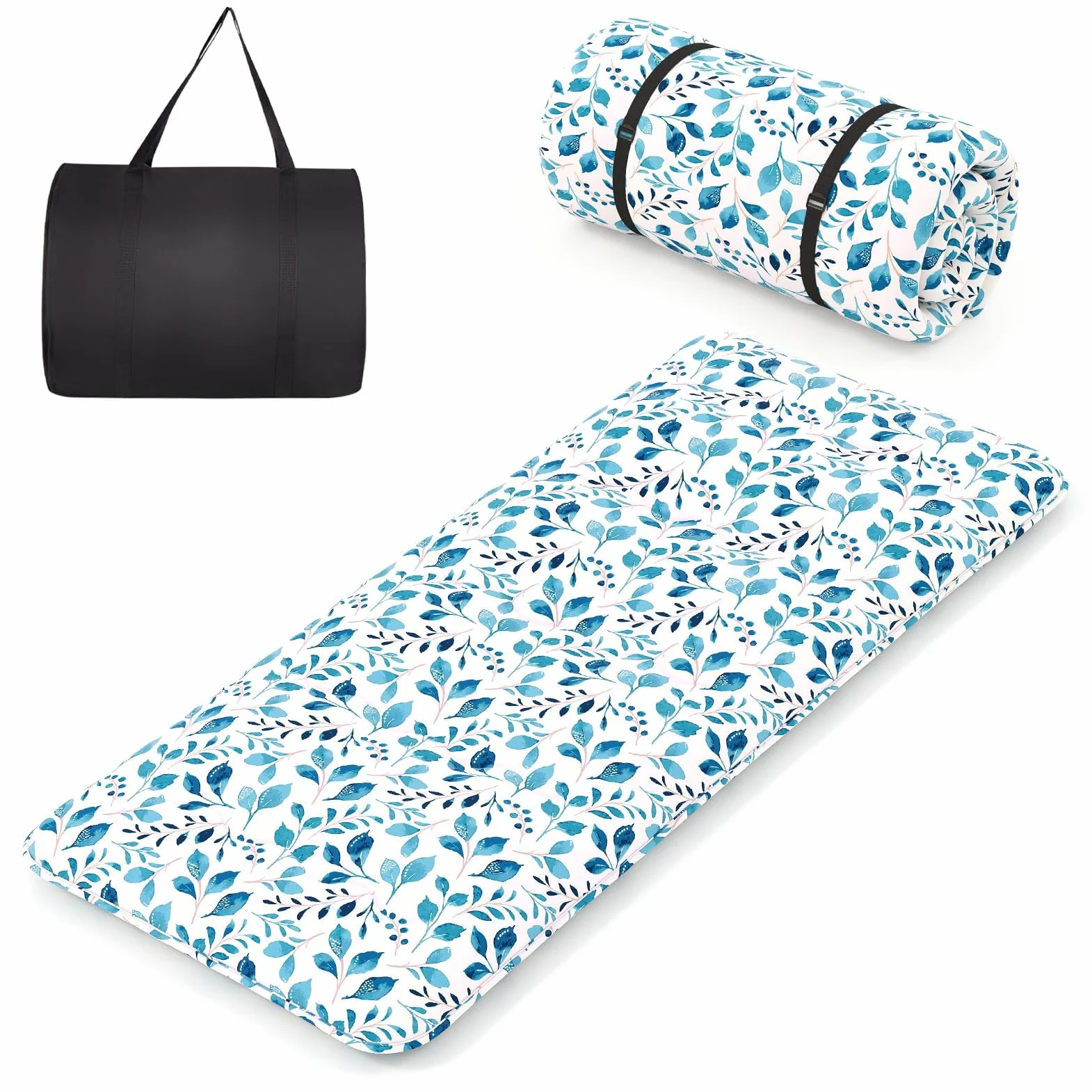 FANTASK Materasso da pavimento lavabile Tatami giapponese, materasso Futon, 90 x 200 cm, foglia blu