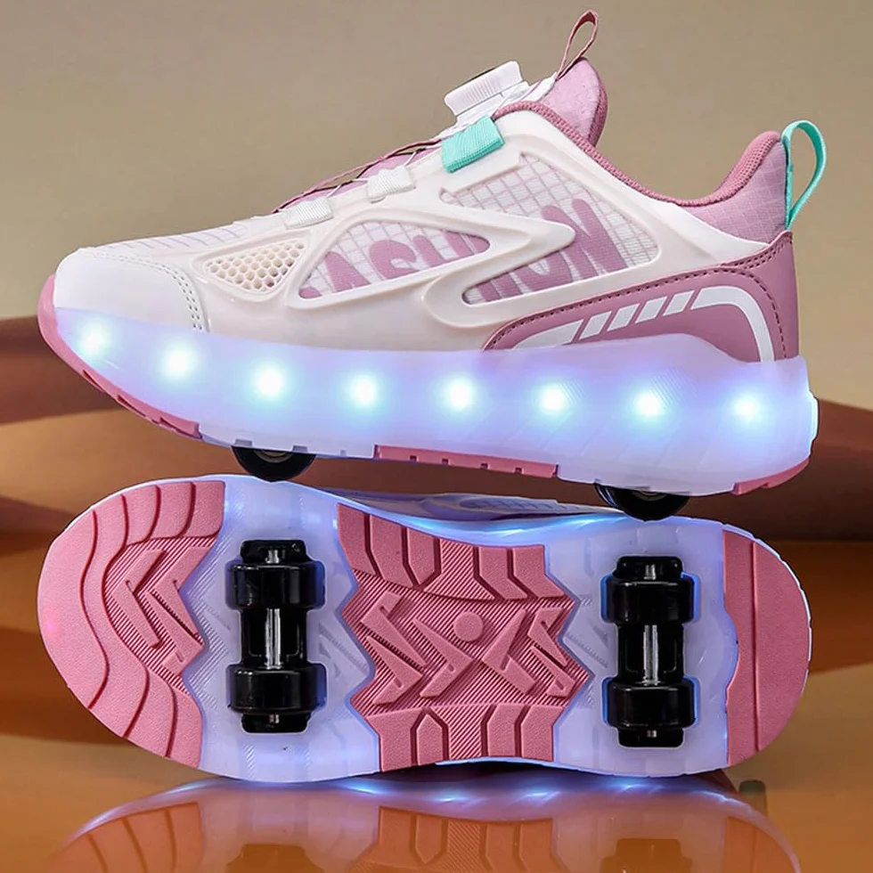 ENEN Scarpe con Rotelle Luce Bambina Bambini Sportive Scarpe da Skateboard 4 Ruote Sneakers Outdoor Multisport 29-40 EU