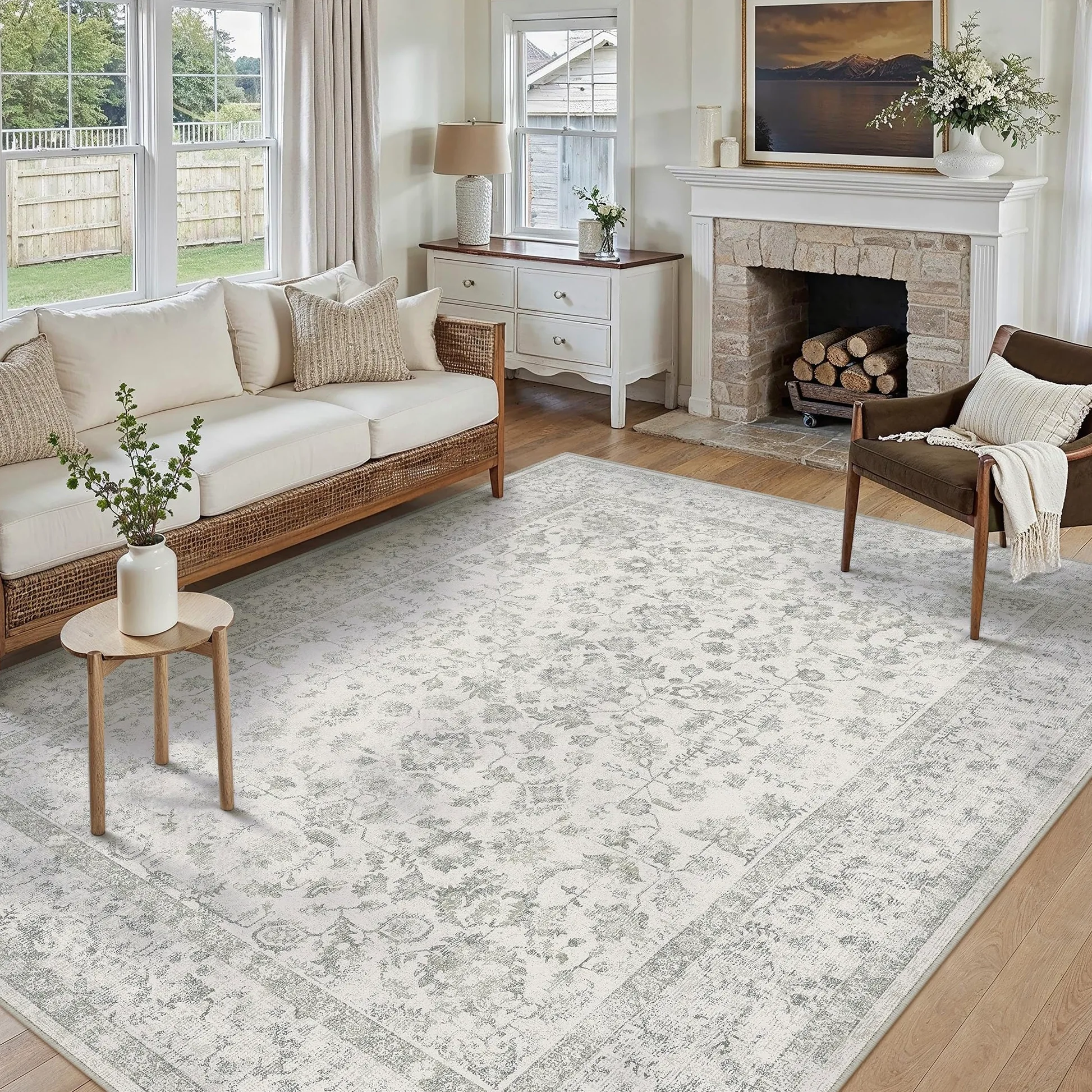 PureCozy Tappeto Salotto Grigio 200x300cm Tappeto Camera da Letto Lavabile Antiscivolo Grande Tappeti Sala Cameretta Soggiorno Ufficio Carpet Pelo Corto Morbido Rug